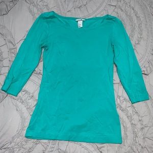 H&M blue/green 3/4 quarter sleeve shirt size Small.